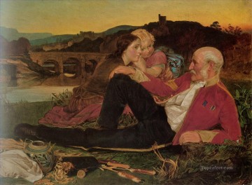  Victor Lienzo - Otoño pintor victoriano Anthony Frederick Augustus Sandys